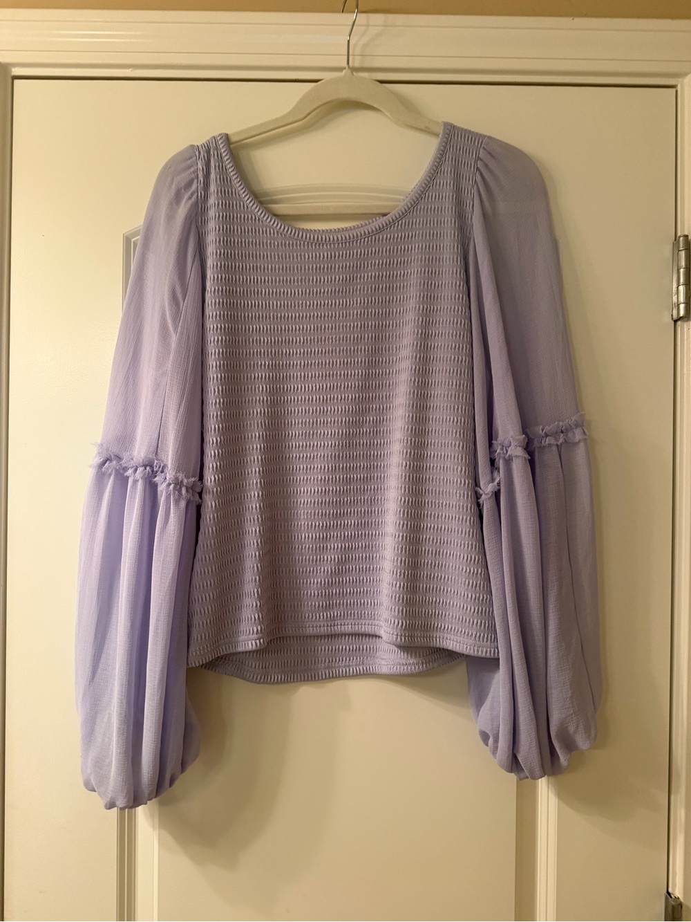 Anthropologie Lilac Smocked Bodice Balloon Sleeve Top - Picture 5 of 5